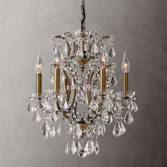 19th C. Ronono Iron & Crystal Round  Chandelier 18"