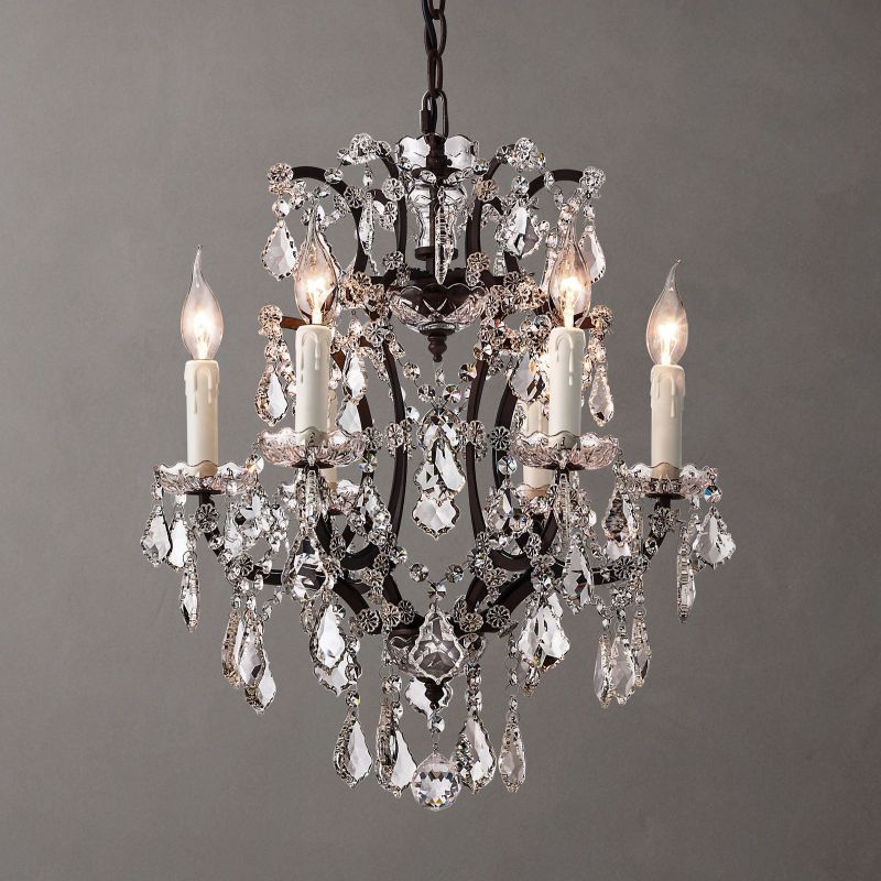 19th C. Ronono Iron & Crystal Round  Chandelier 18"