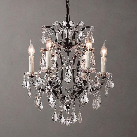 19th C. Ronono Iron & Crystal Round  Chandelier 18"