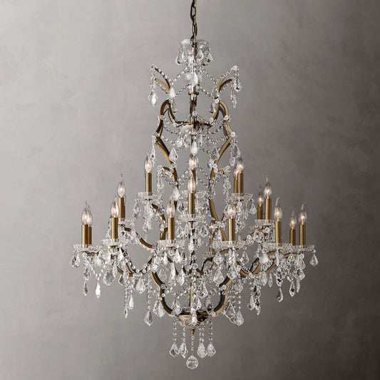 19th C. Ronono Iron & Crystal Round Chandelier 40"