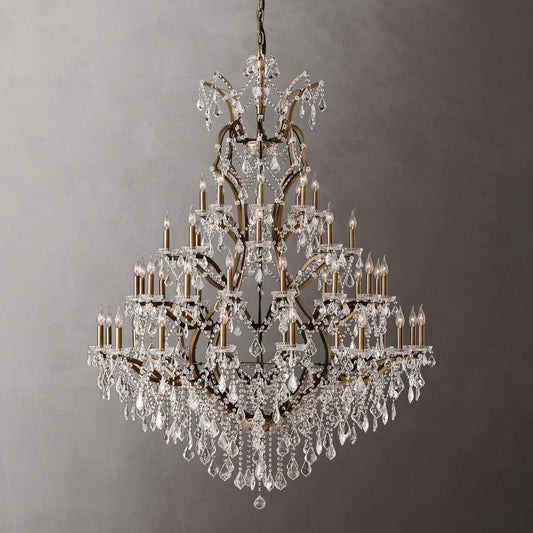 19th C. Ronono Iron & Crystal Round Chandelier 60"