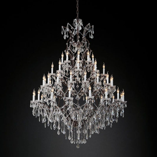 19th C. Ronono Iron & Crystal Round Chandelier 60"