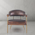 Load image into Gallery viewer, Thaddeus Brown Leather Lounge Armchair
