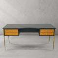 Load image into Gallery viewer, Thaddeus Retro Brass Iron Frame Rattan Desk
