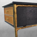 Load image into Gallery viewer, Thaddeus Retro Brass Iron Frame Rattan Desk

