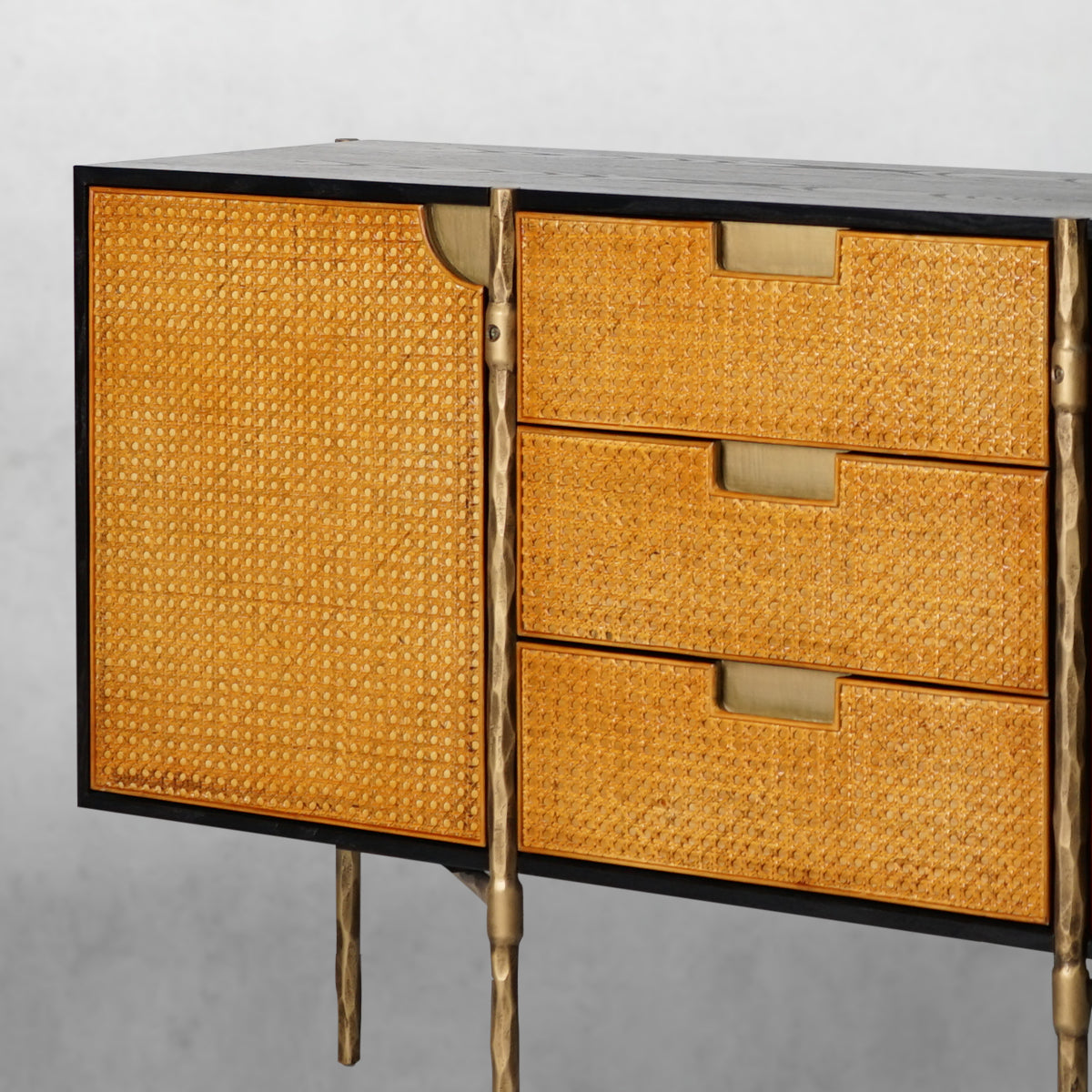 Tadeus Metal Frame Rattan Side Cabinet