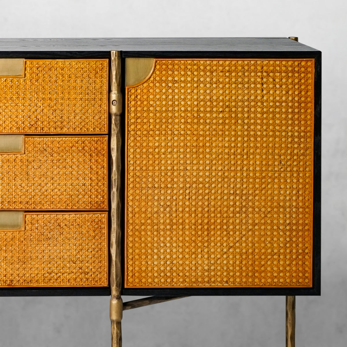 Tadeus Metal Frame Rattan Side Cabinet