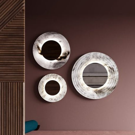 Alabaster Dissic Mirror Wall Sconce