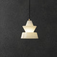 Gallery viewerに画像を読み込む, Alabaster Hat Pendant Light Over Nightstand
