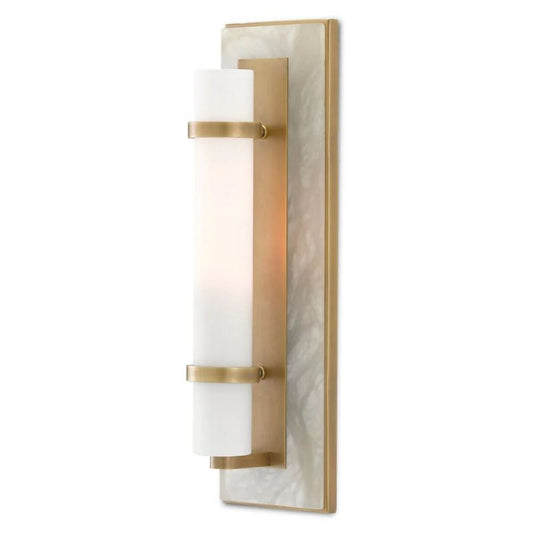 Alabaster Brune Brass Wall Sconce