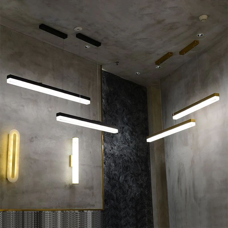 Alabaster Simple Linear Island Chandelier