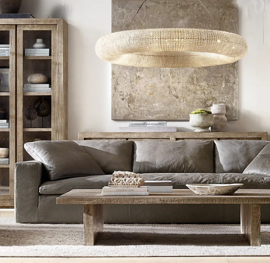 Aurelia Crystal Halo Clear Round LED Chandelier 72"