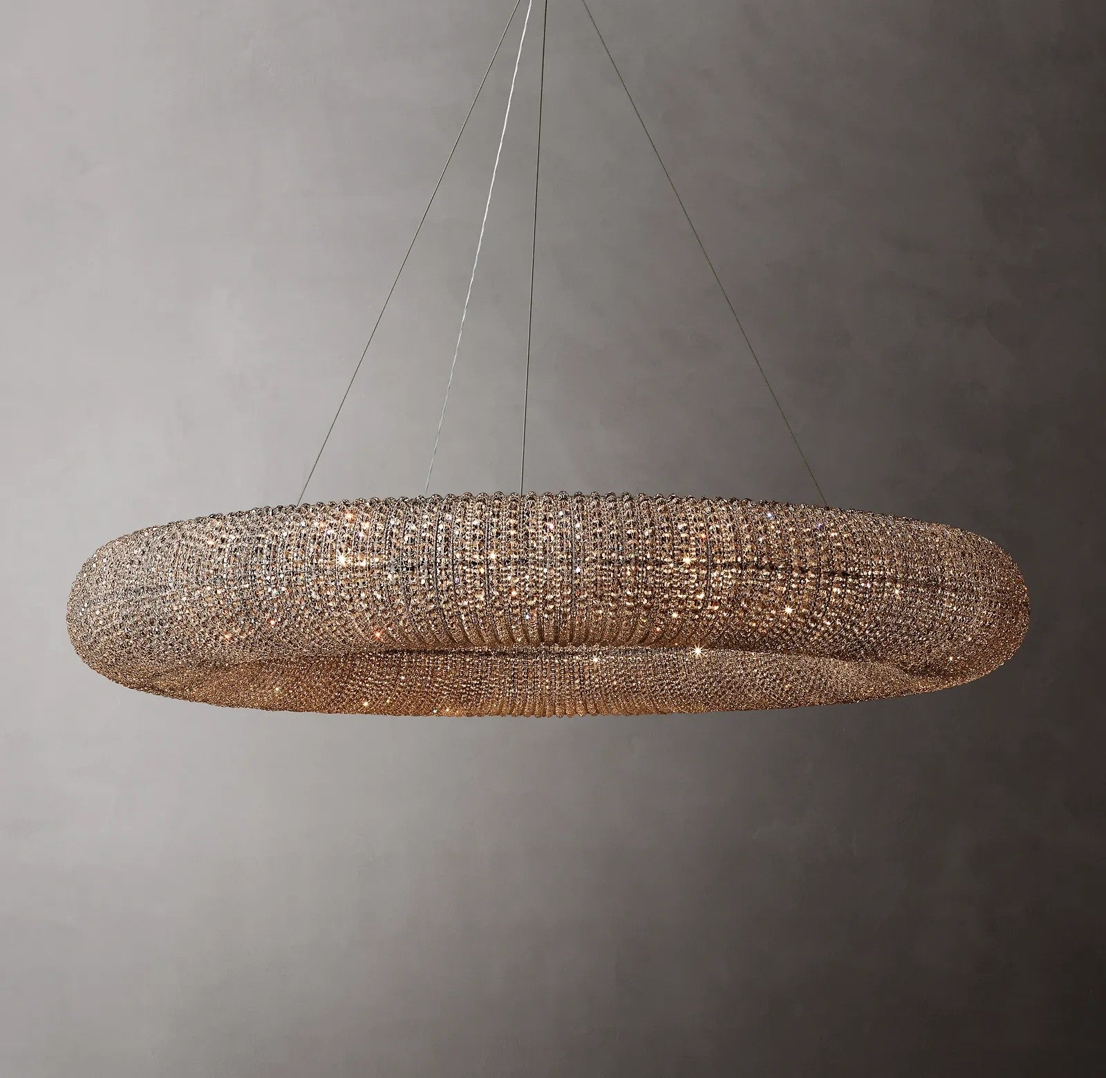 Aurelia Crystal Halo Smoke Round LED Chandelier 59"