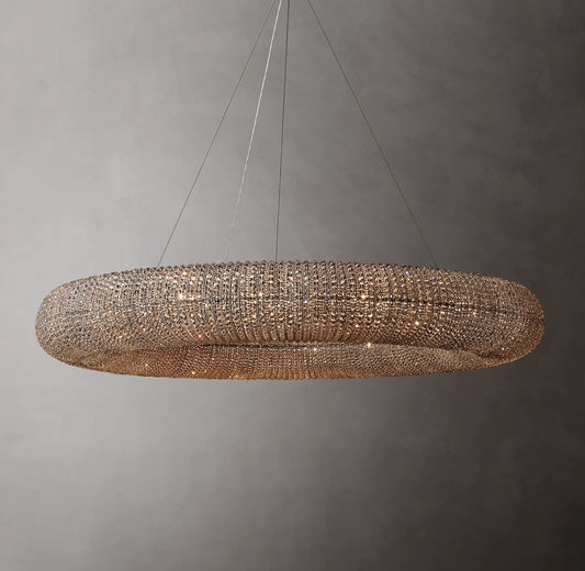 Aurelia Crystal Halo Smoke Round LED Chandelier 59"