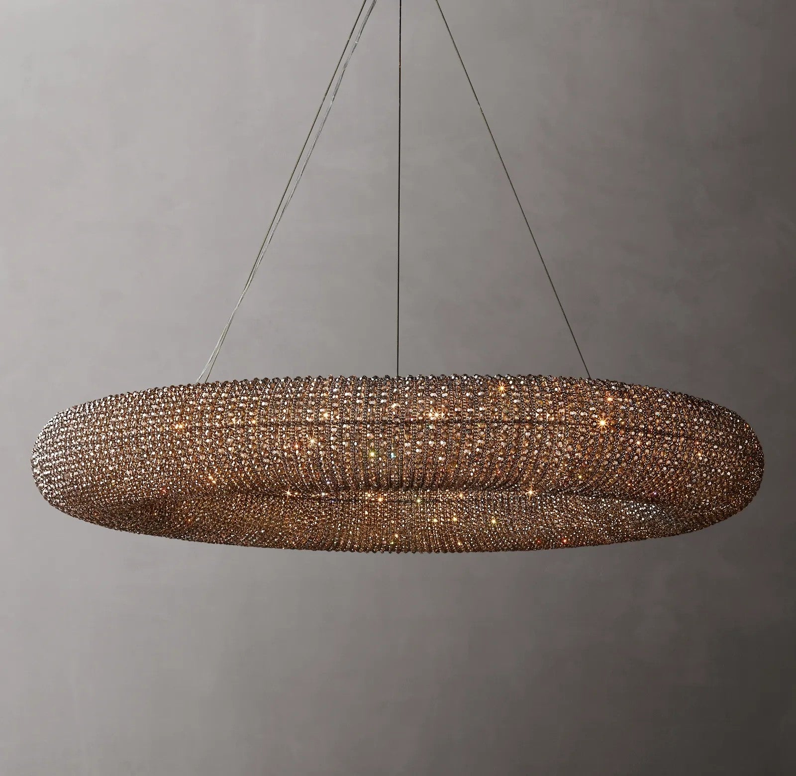 Aurelia Crystal Halo Smoke Round LED Chandelier 72"