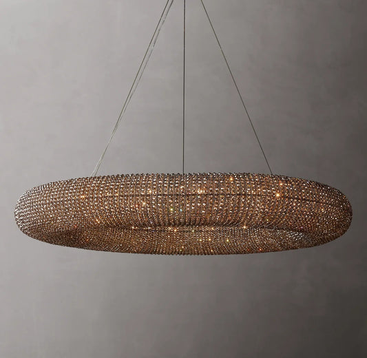 Aurelia Crystal Halo Smoke Round LED Chandelier 72"