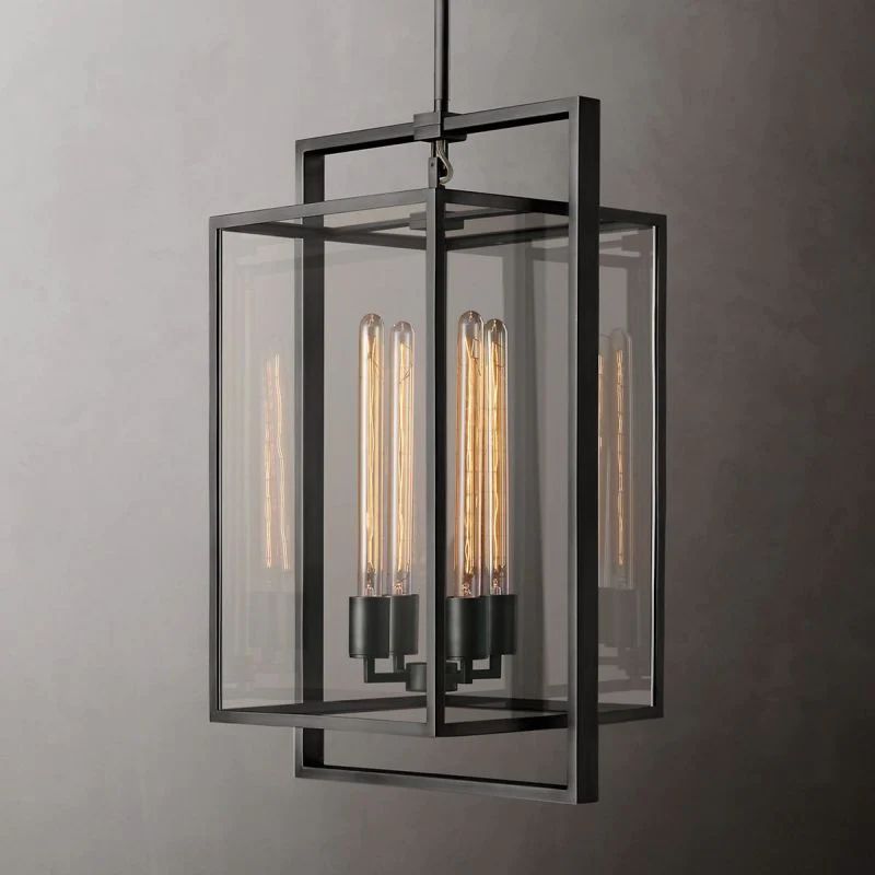 Beckmer Glass Lantern Modern Island Pendant