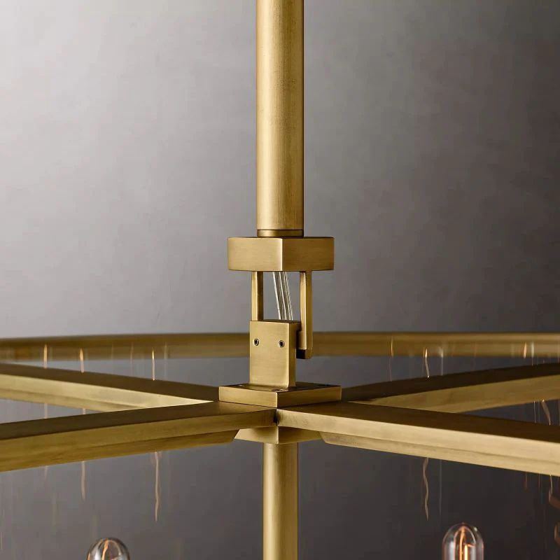 Beckmer Glass Lantern Modern Round Chandelier 55"