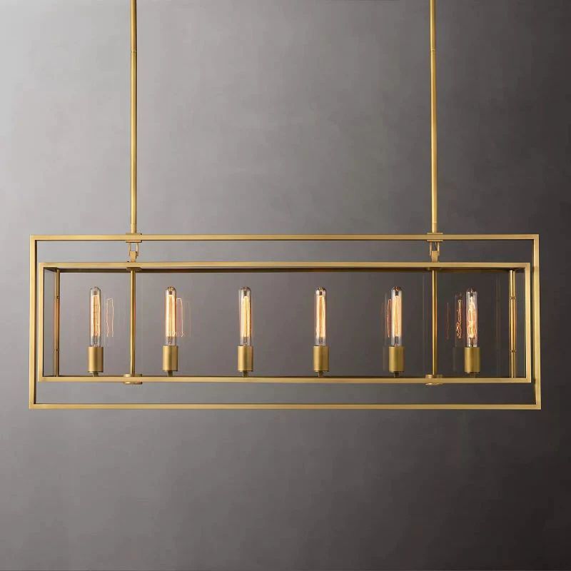 Beckmer Glass Lantern Rectangular Chandelier 54"