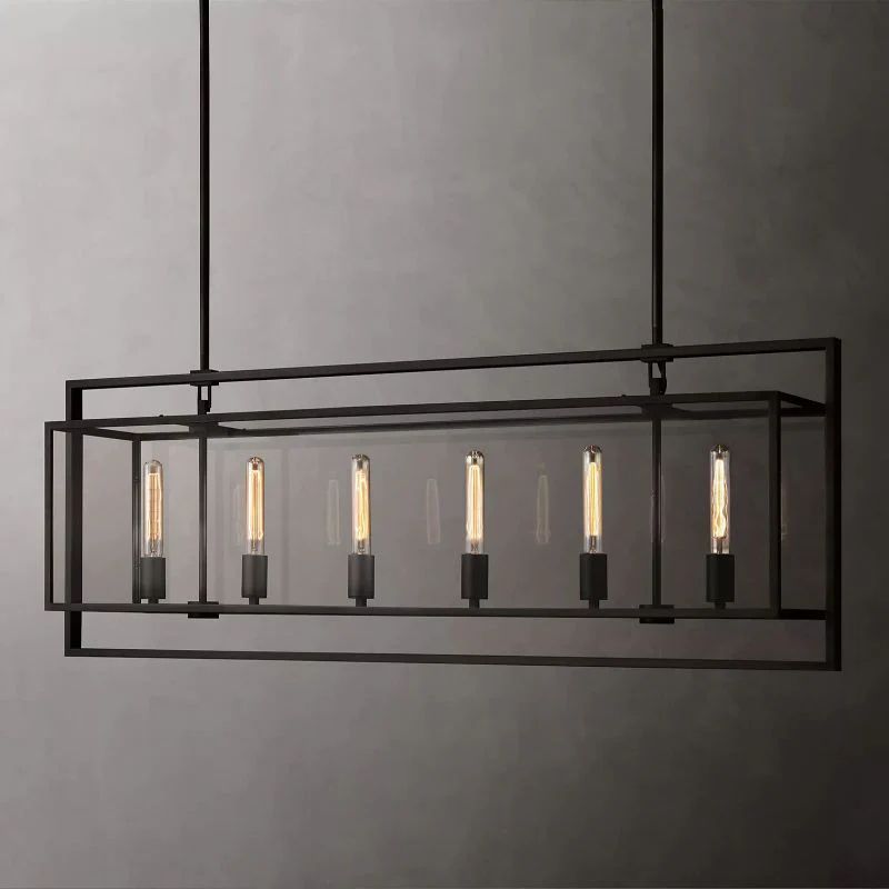 Beckmer Glass Lantern Rectangular Chandelier 54"