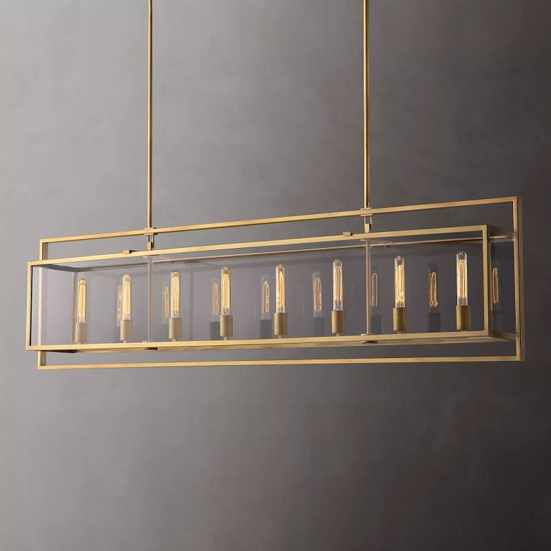 Beckmer Glass Lantern Rectangular Chandelier 72"