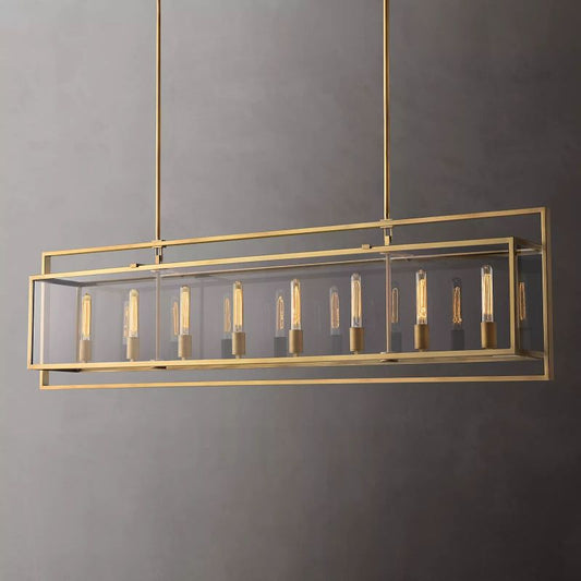 Beckmer Glass Lantern Rectangular Chandelier 72"