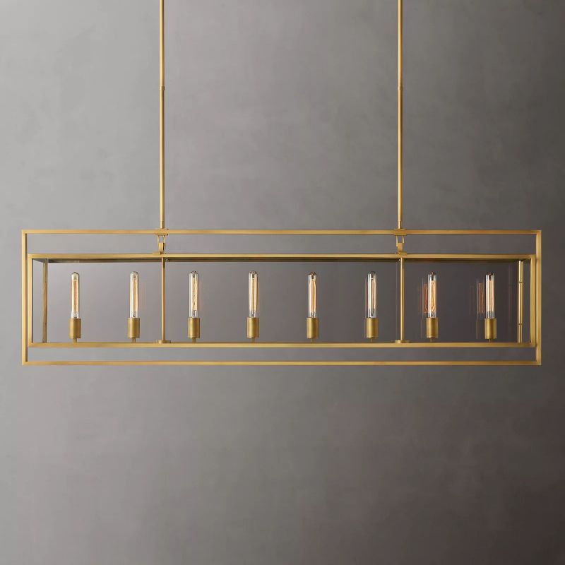 Beckmer Glass Lantern Rectangular Chandelier 72"