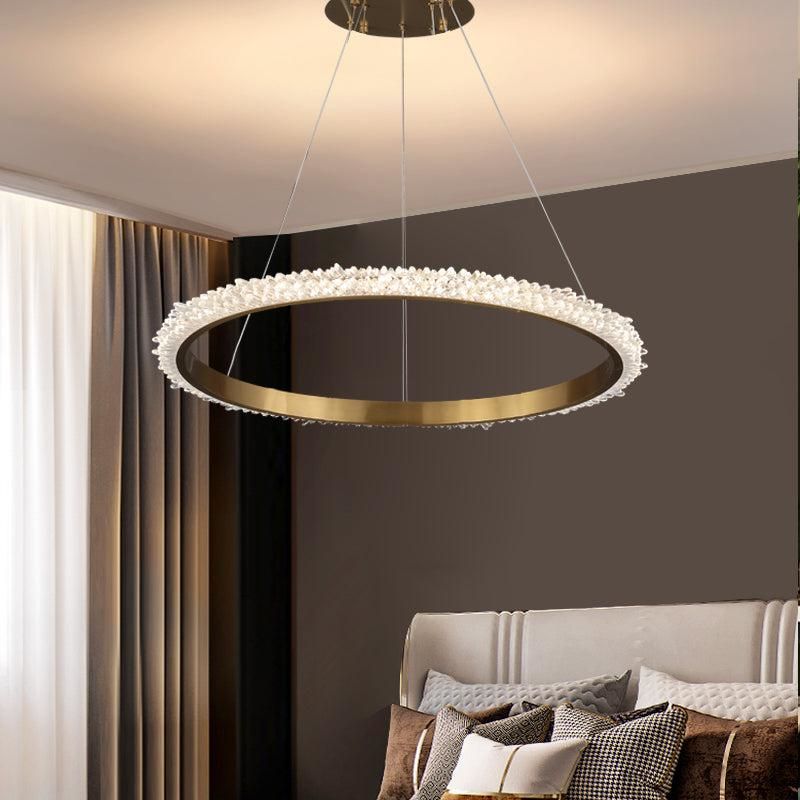 Besey Contemporary K9 Crystal Halo Circle Chandelier
