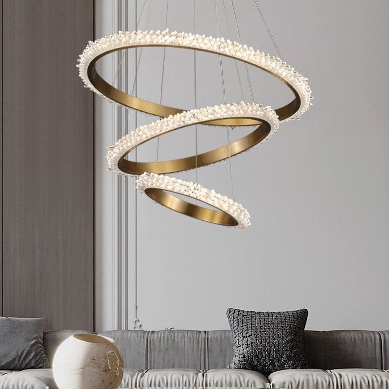 Besey Contemporary K9 Crystal Halo Circle Chandelier