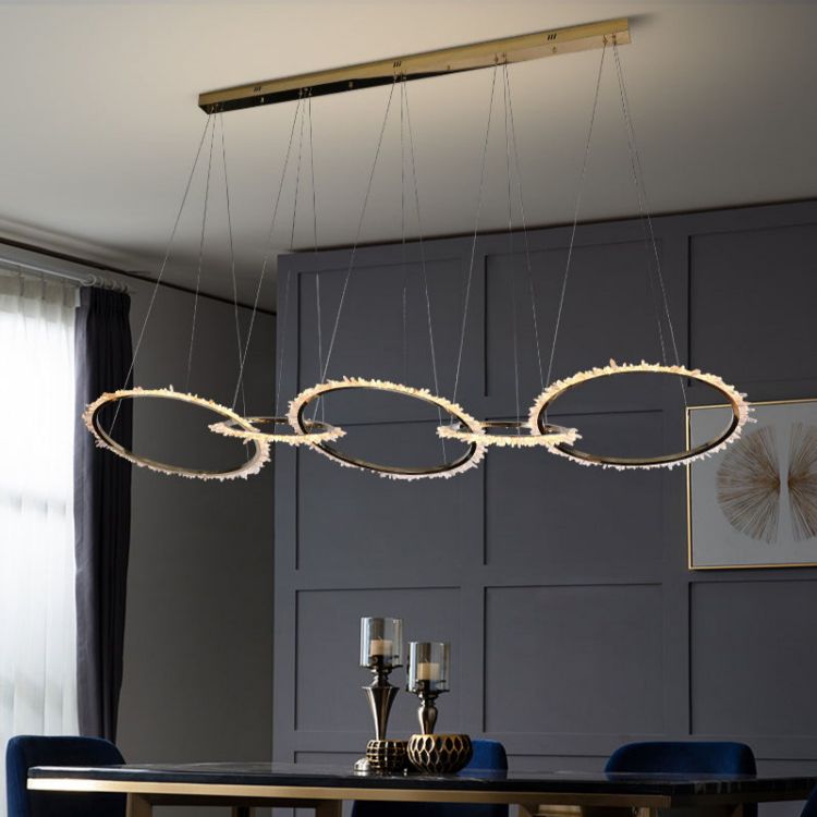 Besey Modern Crystal 5 Ring Chandelier