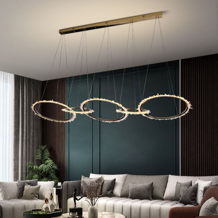 Besey Modern Crystal 5 Ring Chandelier