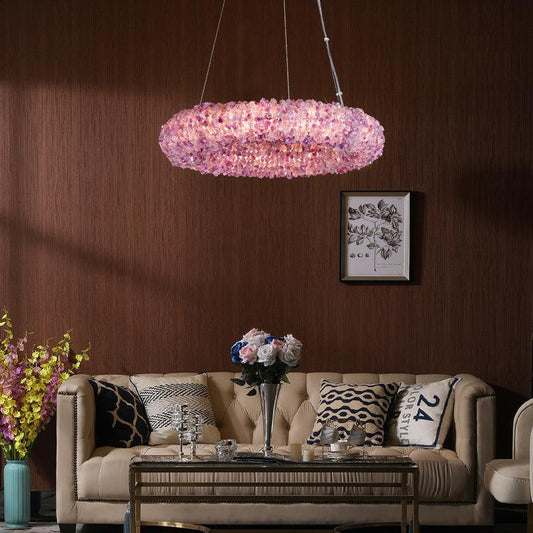 Besey Purple Crystal Round Luxury Chandelier