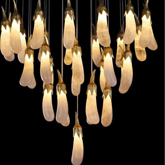Besey Rock Crystal Eggplant Pendant Light