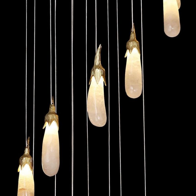 Besey Rock Crystal Eggplant Pendant Light