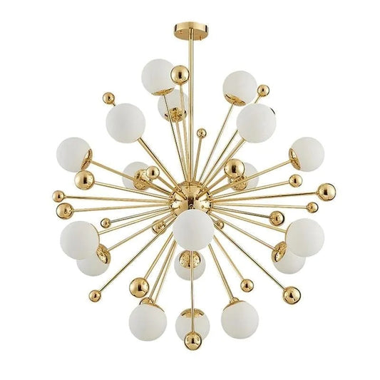 CAMELA GOLD AND WHITE CHANDELIER D 40"