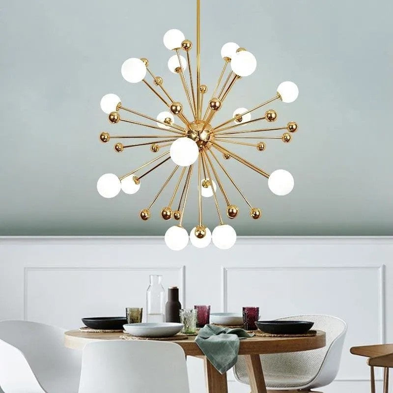 CAMELA GOLD AND WHITE CHANDELIER D 40"