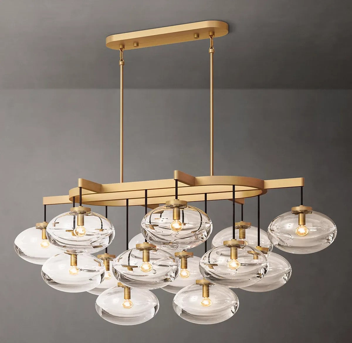 Caprice Clear Glass Linear Chandelier 54"