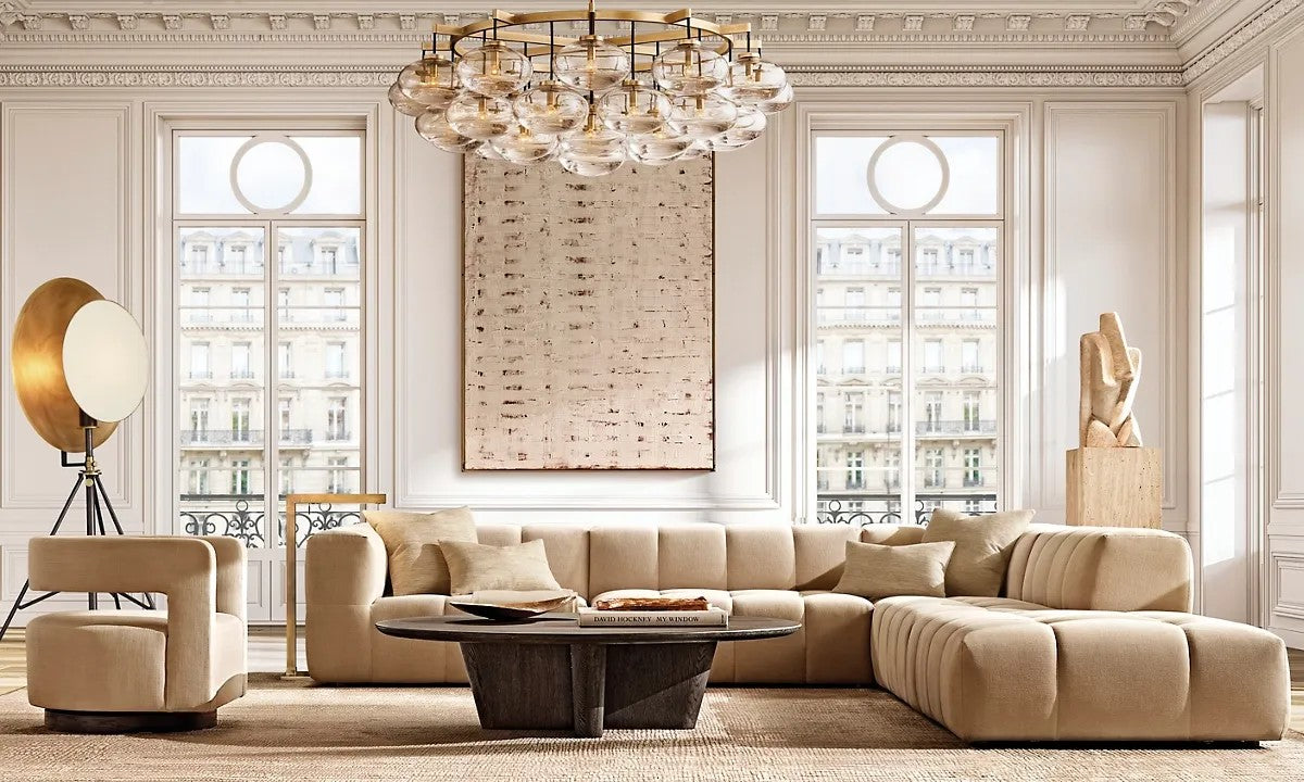 Caprice Clear Glass Round Chandelier 60"