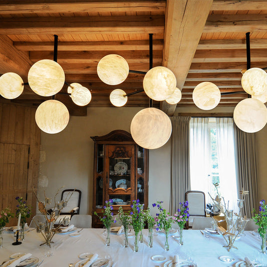 Carom Sphere Delight - Modern Artistic Alabaster Chandelier Light