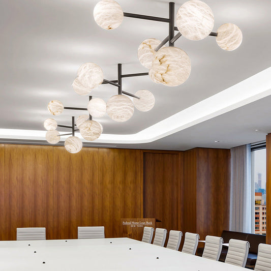 Carom Sphere Delight - Modern Artistic Alabaster Chandelier Light