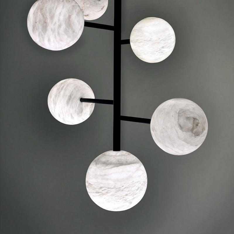 Carom Sphere Delight - Modern Artistic Alabaster Chandelier Light