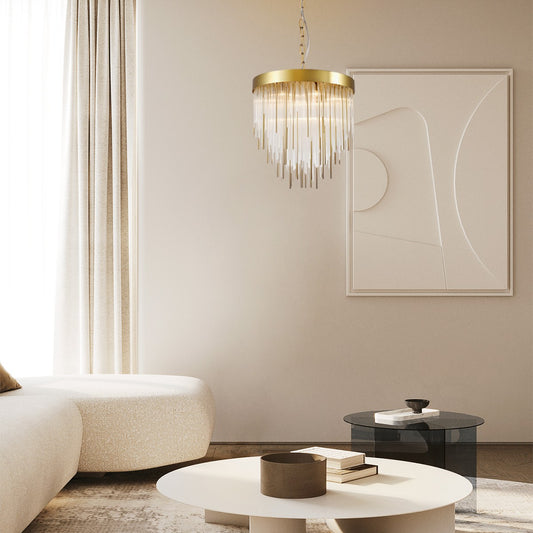 Cascade Aged 12-Light Chandelier 30"