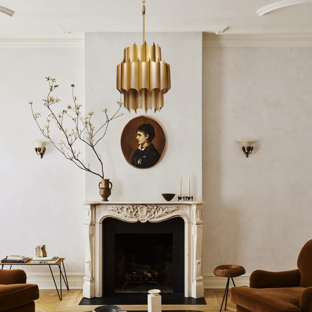 Cathedral Brass Fluted Chandelier