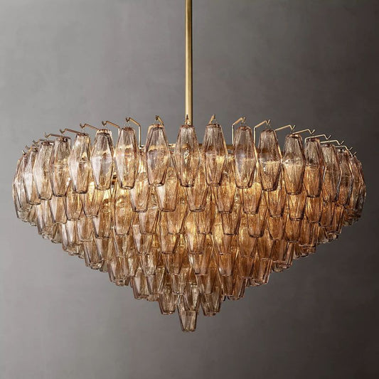 Chiala Smoke Glass Tiered Round Chandelier 37" For Living Room