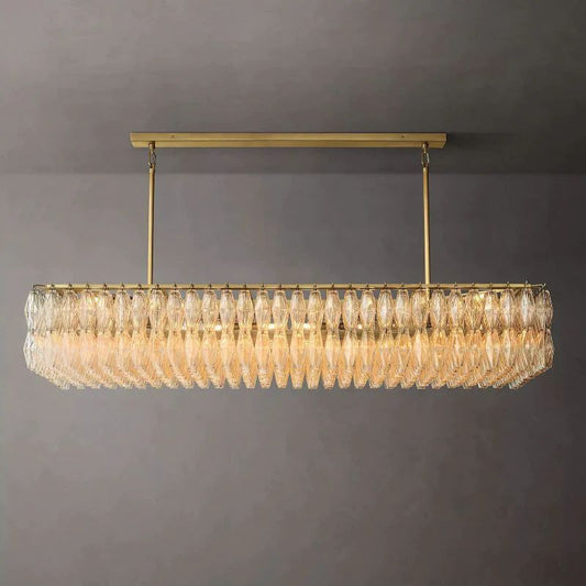 Chiala Clear Glass Rectangular Chandelier 74" For Living Room