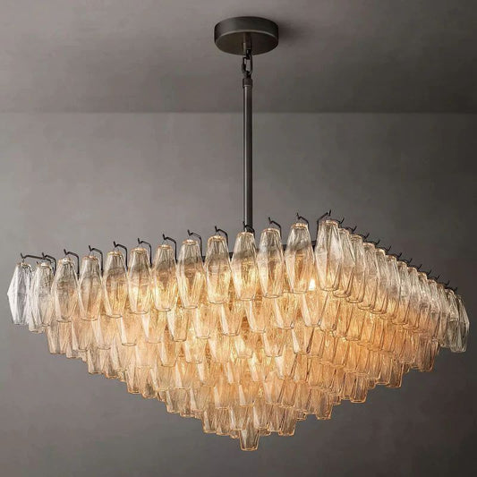 Chiala Clear Glass Square Chandelier 32" For Living Room