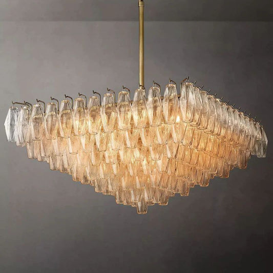 Chiala Clear Glass Square Chandelier 32" For Living Room