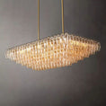 Load image into Gallery viewer, Chiala Clear Glass Tiered Rectangular Chandelier 54" For Living Room
