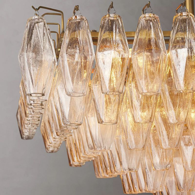Chiala Clear Glass Tiered Rectangular Chandelier 54" For Living Room