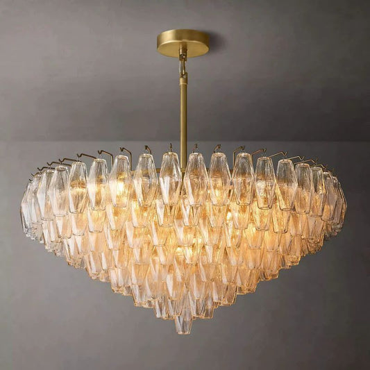 Chiala Clear Glass Tiered Round Chandelier 37" For Living Room